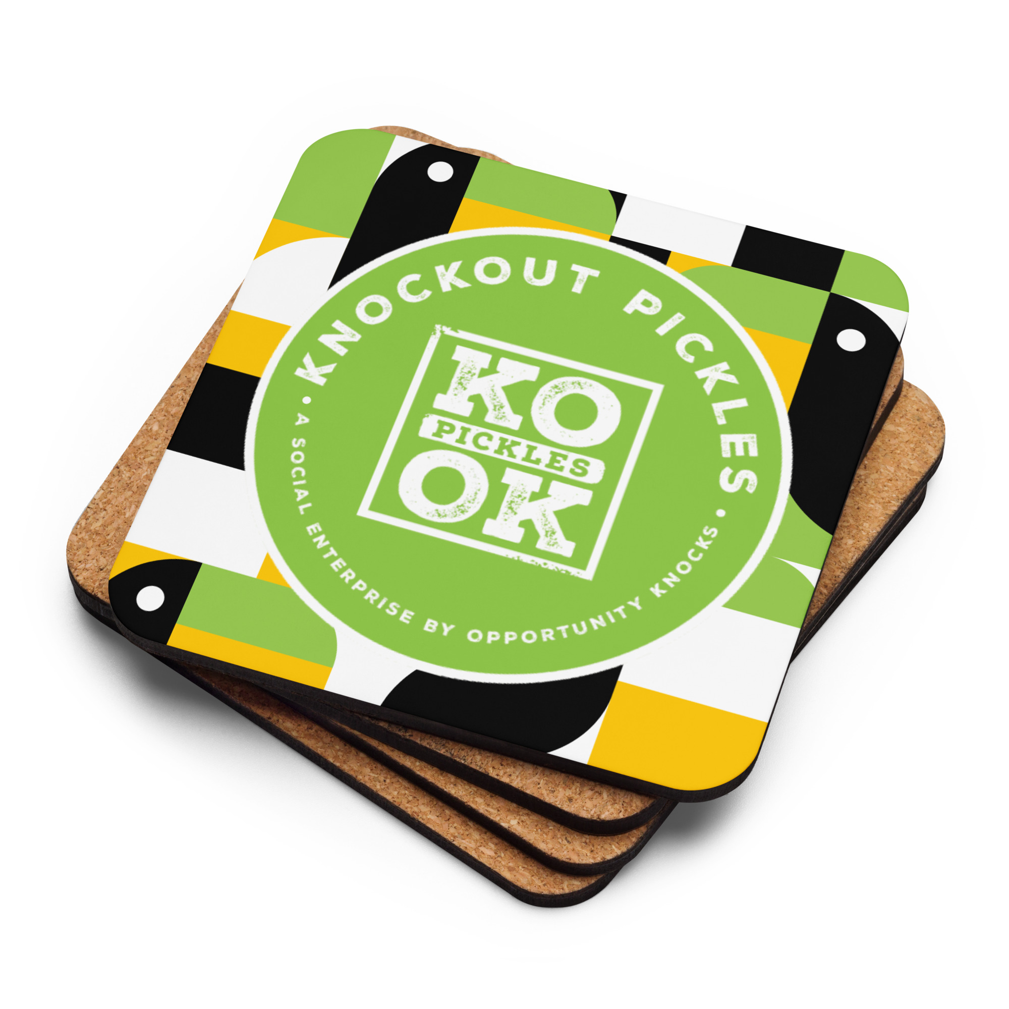 KO Pickles Cork-back coaster
